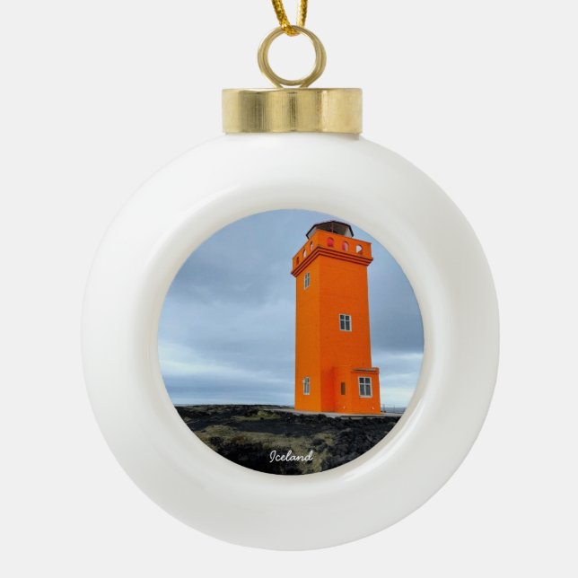 Phare d'Islande - ornement de Noël en céramique (Devant)