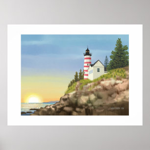 Phare et coucher de soleil en grande impression