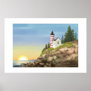 Phare et coucher de soleil Grande Impression
