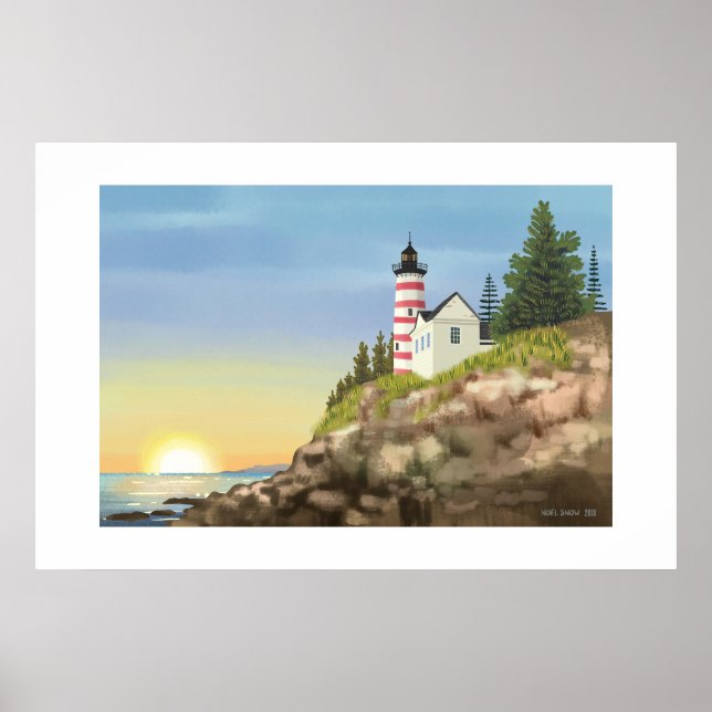 Phare et coucher de soleil Grande Impression (Devant)