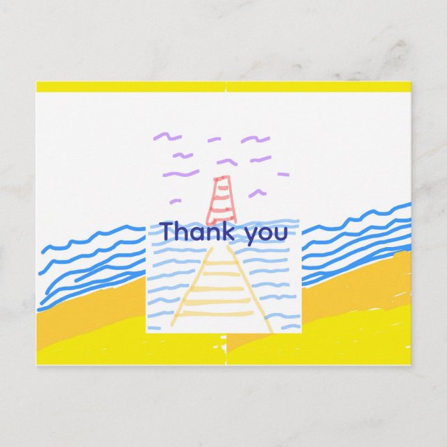 Phare et jetée Carte de remerciements plat (Devant)