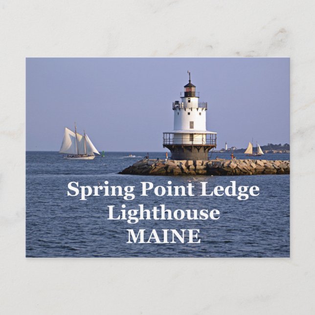 Phare Spring Point Ledge, carte postale Maine (Devant)