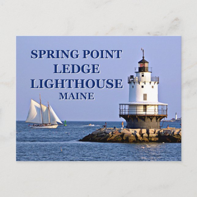Phare Spring Point Ledge, carte postale Maine (Devant)
