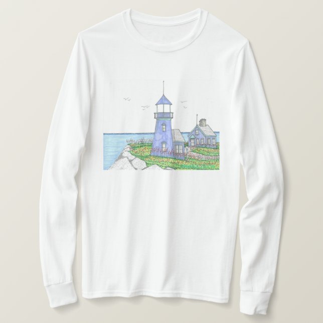 Phare Violet; Tshirt à manches longues pour femmes (Design devant)