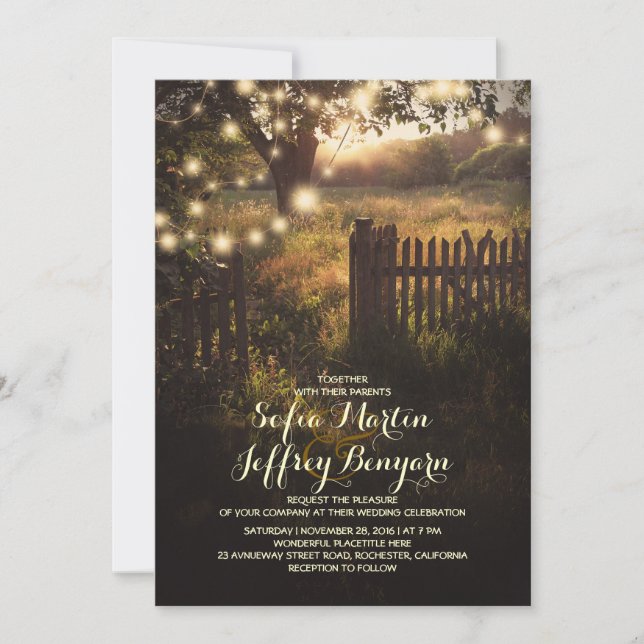 phares à cordes invitation mariage campagnard rust (Devant)