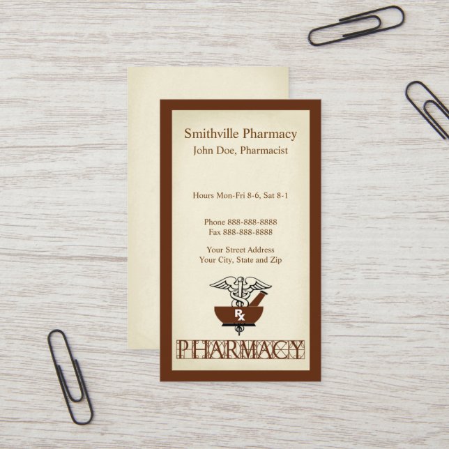 Pharmacien Carte de visite (Devant/Arrière en situation)