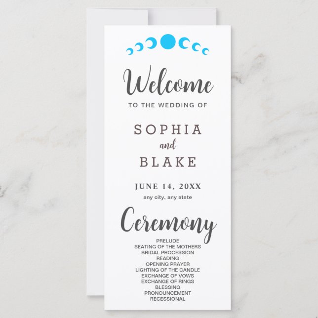 Phases de la Lune bleue Programme de mariage blanc (Devant)