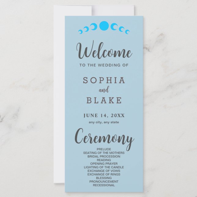 Phases de la Lune bleue Programme de mariage bleu (Devant)