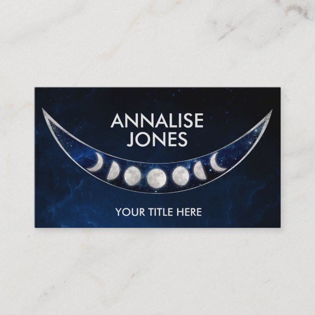 Phases de la lune - carte de visite nébuleuse (Devant)