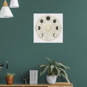 Phases de la Lune Soleil Mandala Impression d'Art