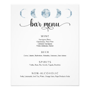 Phases de la nuit Mariage Bar Menu Poster
