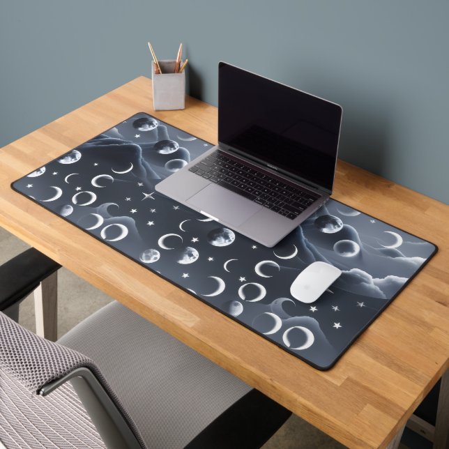 Phases de Lune Céleste Gris Clair Luxe Esthétique (Bureau 2)
