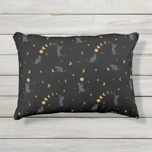 Phases de lune de chat noir Coussin d'acCENCE