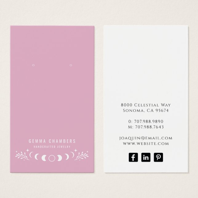 Phases de lune Porte rose Bijoux Cartes d'affichag (Devant & derrière)