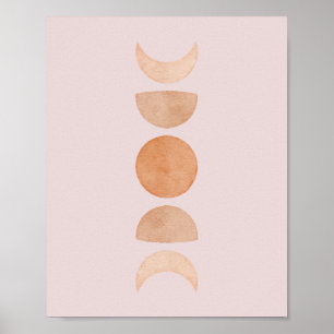 Phases de lune rose Art mural  Blush & Gold