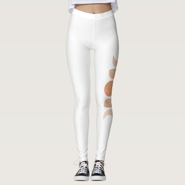 Phases de lune rose sur Leggings de Yoga blanc (Devant)