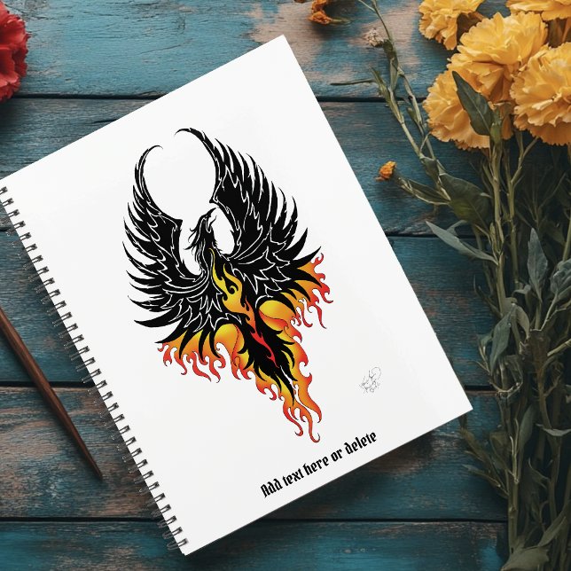 Phénix Ardente Oiseau de Feu Tribal Noir Flammes (Créateur téléchargé)
