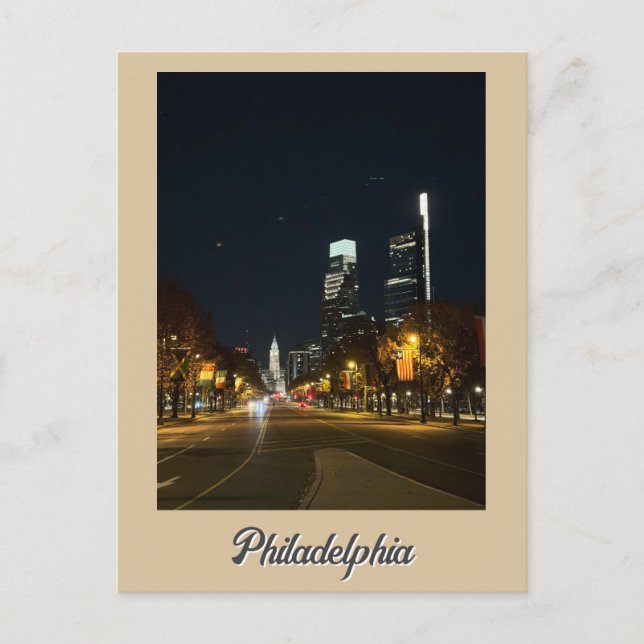 Philadelphie à la carte postale de nuit (Devant)