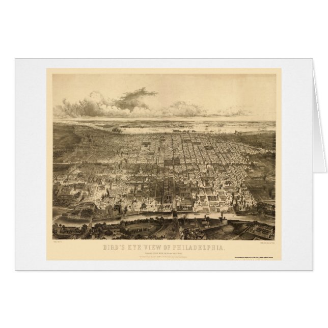 Philadelphie, carte panoramique de PA - 1857 (Devant horizontal)