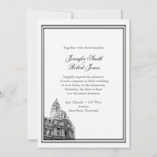 Philadelphie Destination Mariage Invitation (Devant)