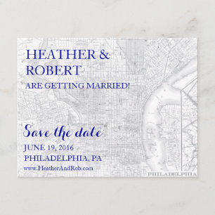 Philadelphie Enregistrez la Date - Carte Vintage (