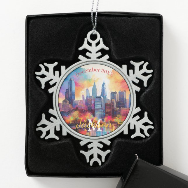 Philadelphie Flocon de neige Pewter Noël ornement (Boîte)