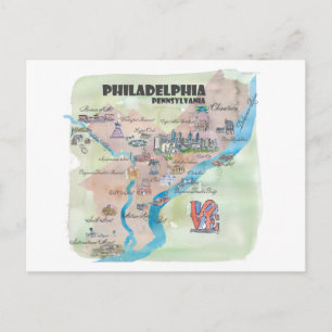 Philadelphie Pennsylvanie Retro Art Vintage Carte