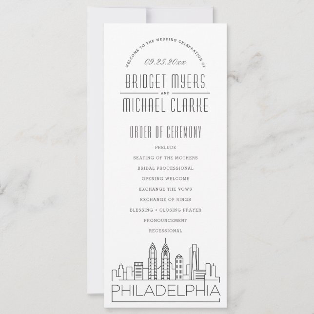 Philadelphie | Programme Moderne de Mariage Déco (Devant)
