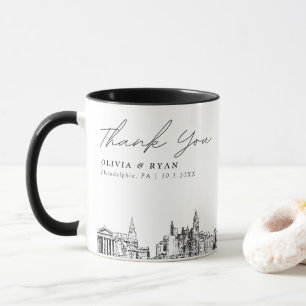 Philadelphie Simple Personnalisé Mariage Café Mug