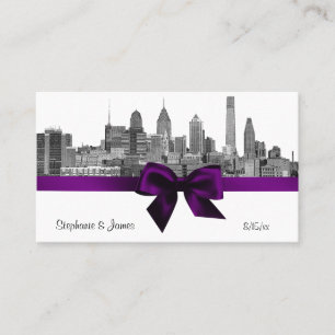 Philadelphie Skyline Etch BW Purple Place Cartes #