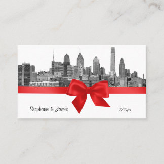 Philadelphie Skyline Etch BW Red Escort Cartes
