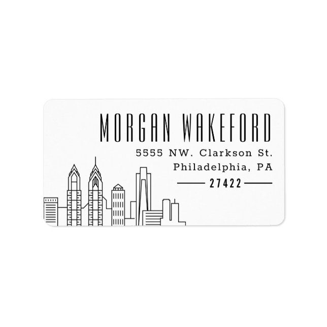 Philadelphie Stylisée Skyline Grand Étiquette de a (Devant)