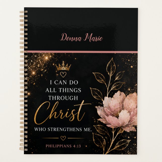 Philippians 4:13 Planner Floral Chrétien  (Devant)