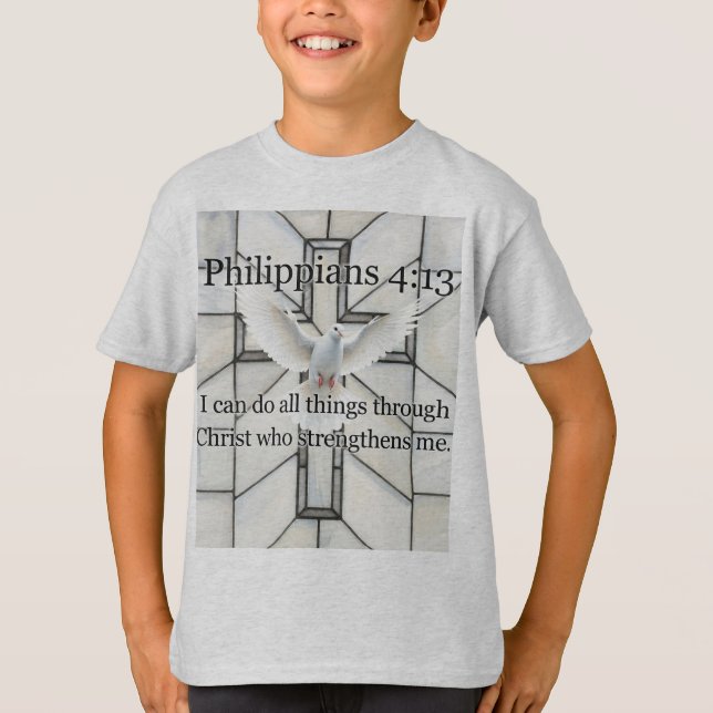 Philippiens 4:13 Verset de la Bible T-Shirt Enfant (Devant)