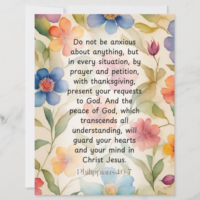 Philippiens 4:6-7 Bible chrétienne Verse Aquarelle (Devant)