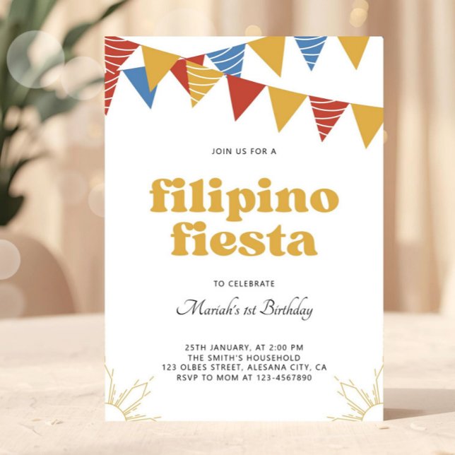 Philippines Sun Filipino Fiesta Invitation Boho (Créateur téléchargé)