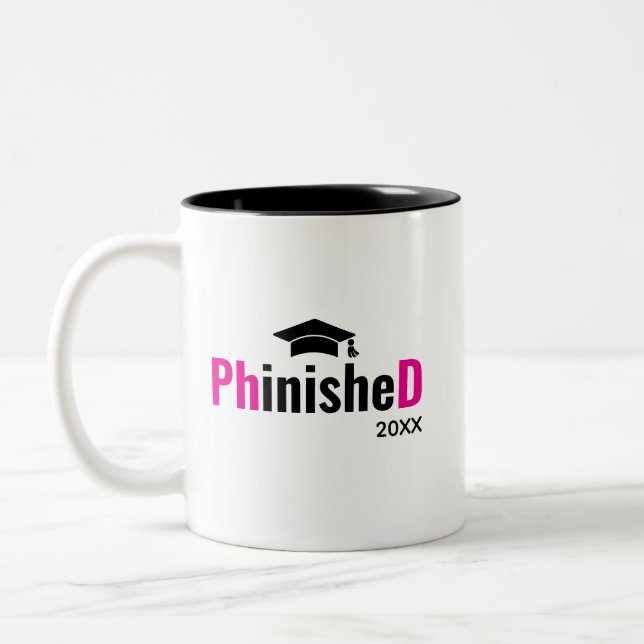 Phinished PhD Graduation Mug Custom Doctor Name  (Gauche)