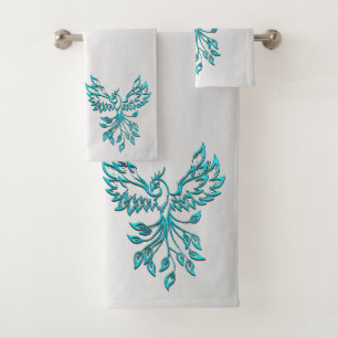Phoenix bleu turquoise se lève sur l'argent