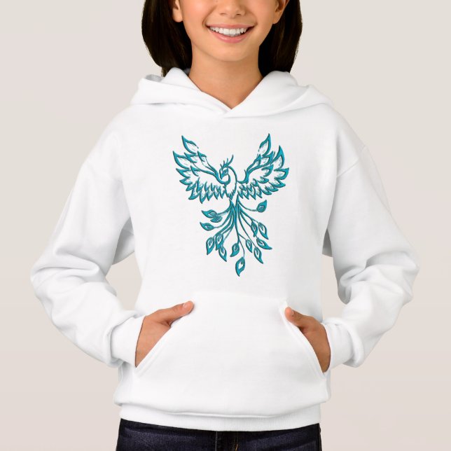 Phoenix bleu turquoise se lève sur l'argent (Devant)