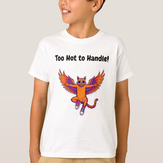 Phoenix Cat Kids T-Shirt – Magical Fire Kitty (Devant)