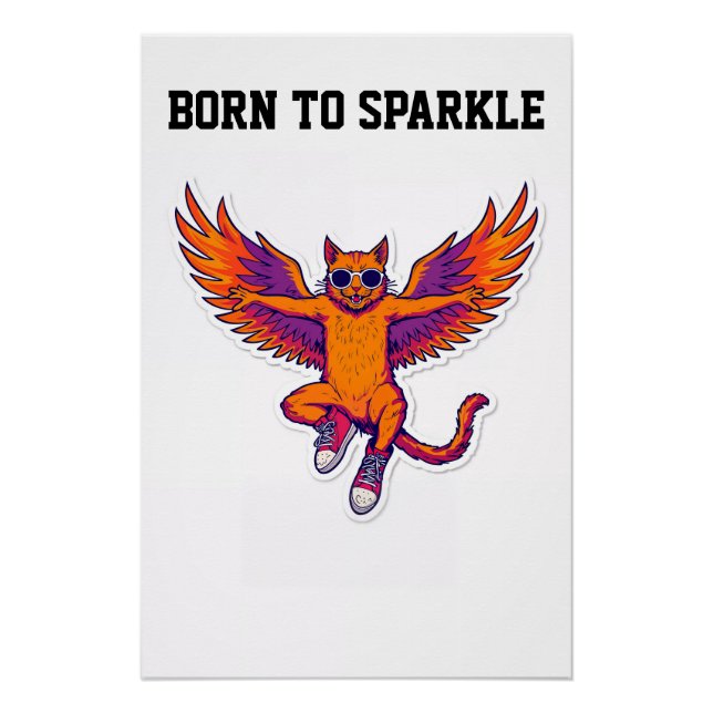 Phoenix Cat Poster – Magical Fire Kitty Wall Art (Devant)