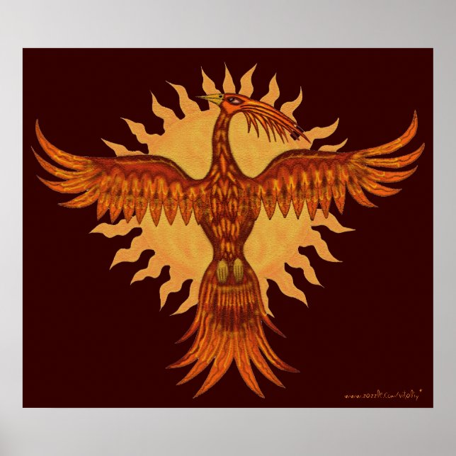 Phoenix cool d'oiseau feu design affiche (Devant)