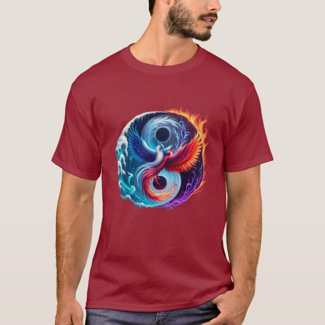 Phoenix & Dragon Yin Yang T-Shirt  (Devant)