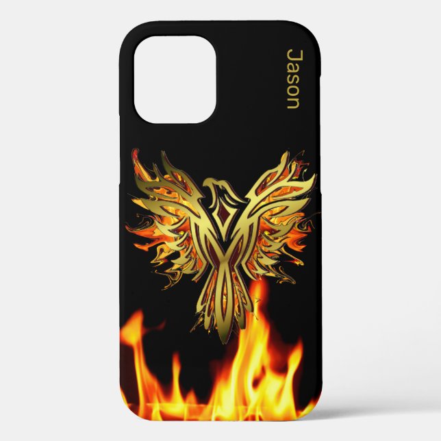 Phoenix flamboyant sur coque noire Case-Mate  (Verso)