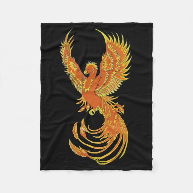 Phoenix flammé sur la couverture en polaire noire (Devant)