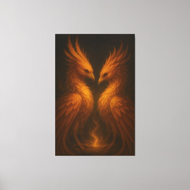 Phoenix Jumeaux Dorés • Toile d'Art Fin Luxueux (Recto)
