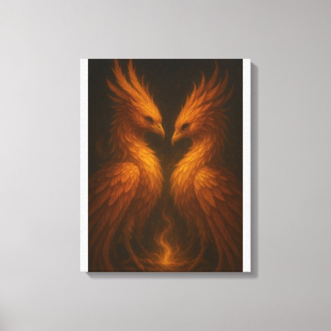 Phoenix Jumeaux Dorés • Toile d'Art Fin Luxueux (Recto)