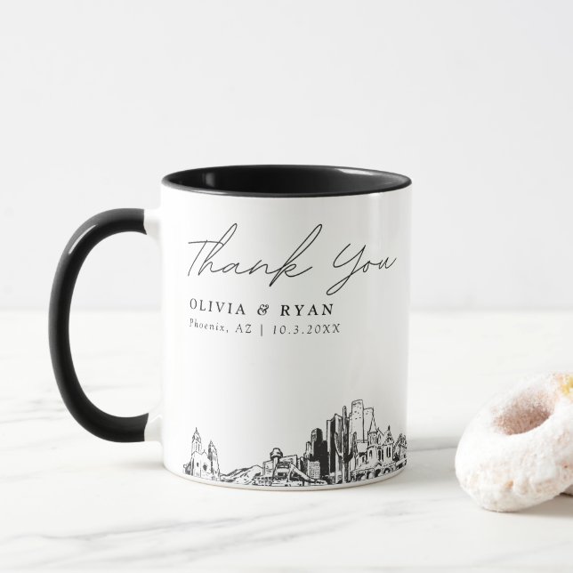 Phoenix Mariage Personnalisé Café Mug (Avec donut)