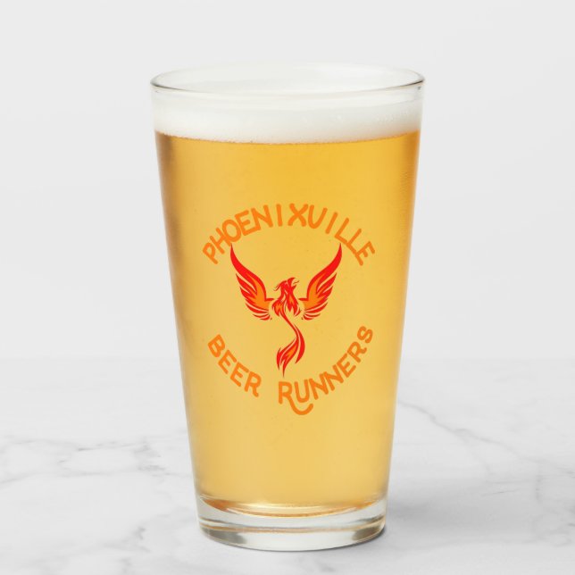 Phoenixville Bière Runners pinte verre (Devant (rempli))