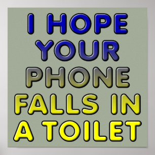 Phone In The Toilet Funny Affiche